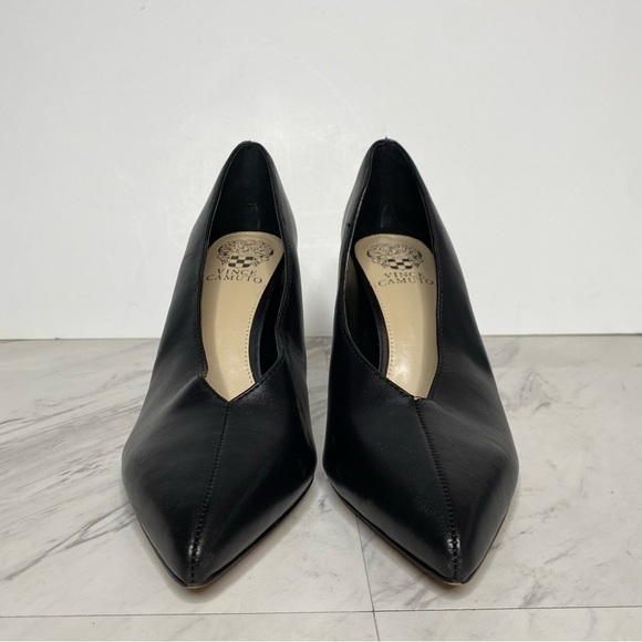 Vince Camuto Setenda Black Leather Pointed Toe Pump 9 1/2 - Picture 2 of 16